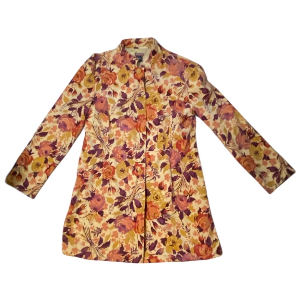 Mac & jac velvet feel cotton blend floral peacoat style jacket. Sz 10